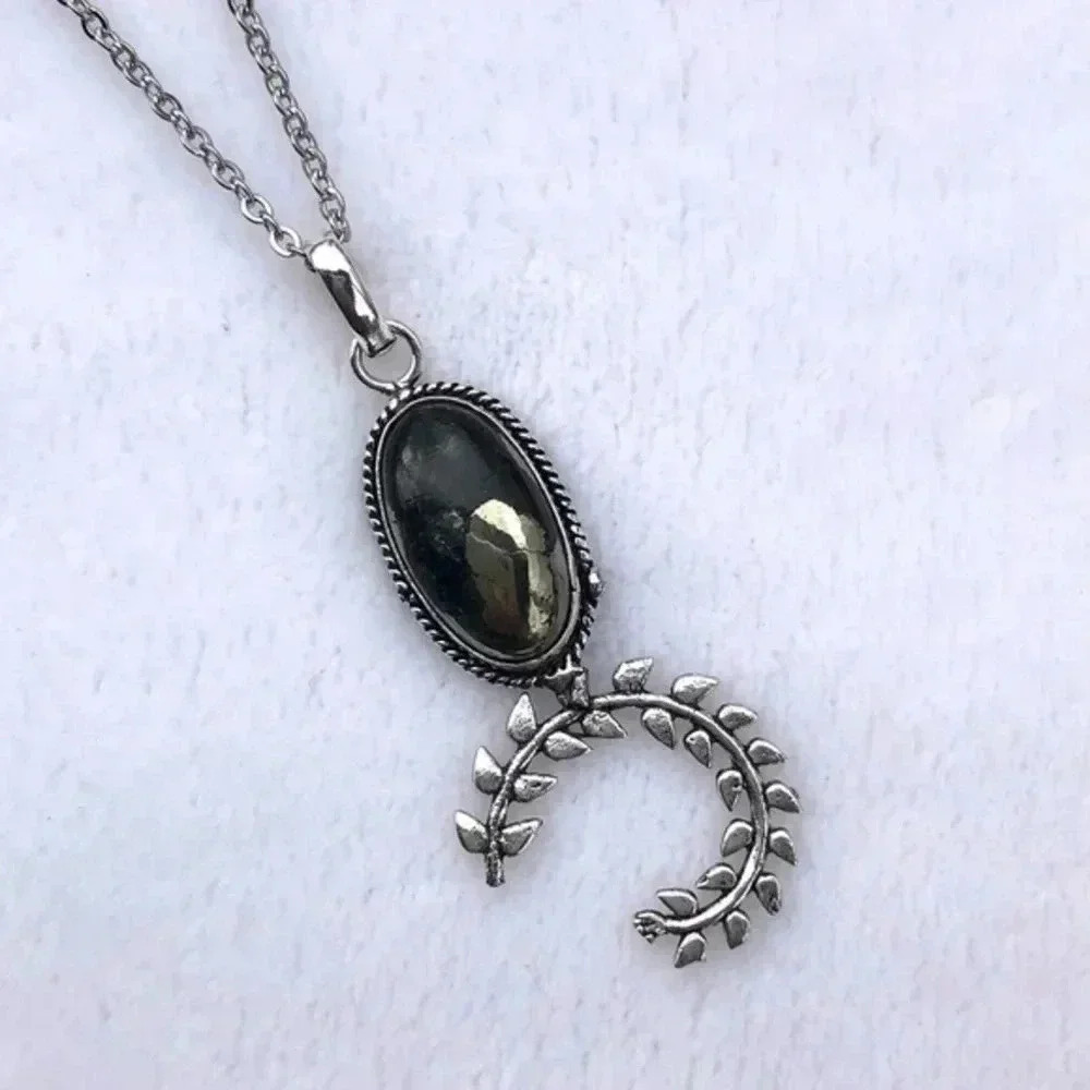 Pyrite Stainless Steel Necklace NWT